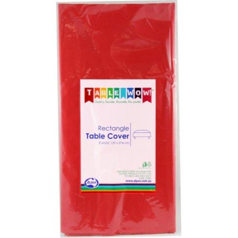 Red Plastic Rectangle Tablecover - 137cm x 274cm - The Base Warehouse