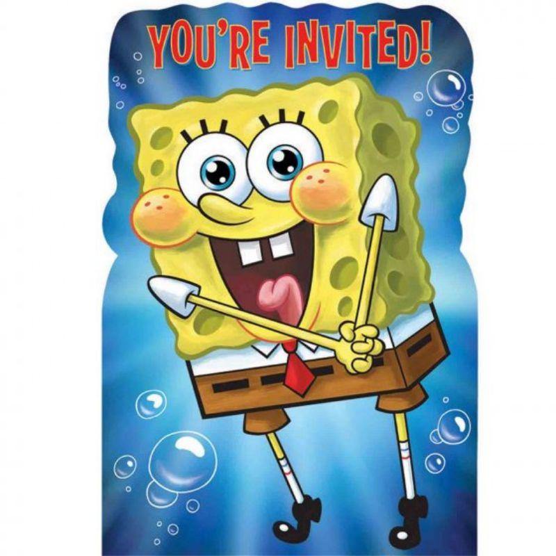 8 Pack Spongebob Party Postcard Invites