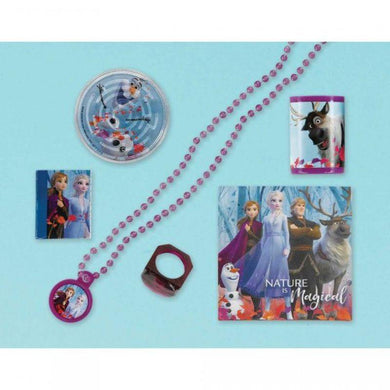 Frozen 2 Mega Mix Favor Value Pack - 8 x Stickers, Mini Notebooks, Maze Puzzles, Necklace, Prism Viewers and Rings - The Base Warehouse