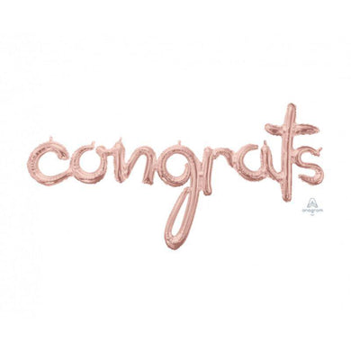 Rose Gold Congrats Phrase Foil Balloon - 142cm x 71cm - The Base Warehouse