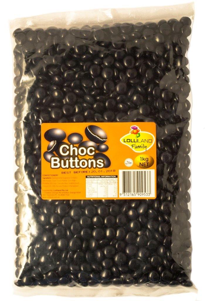 Black Chocolate Buttons - 1kg - The Base Warehouse