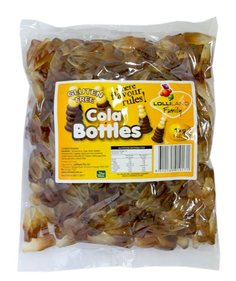 Gluten Free Cola Bottle Lollies - 1kg - The Base Warehouse