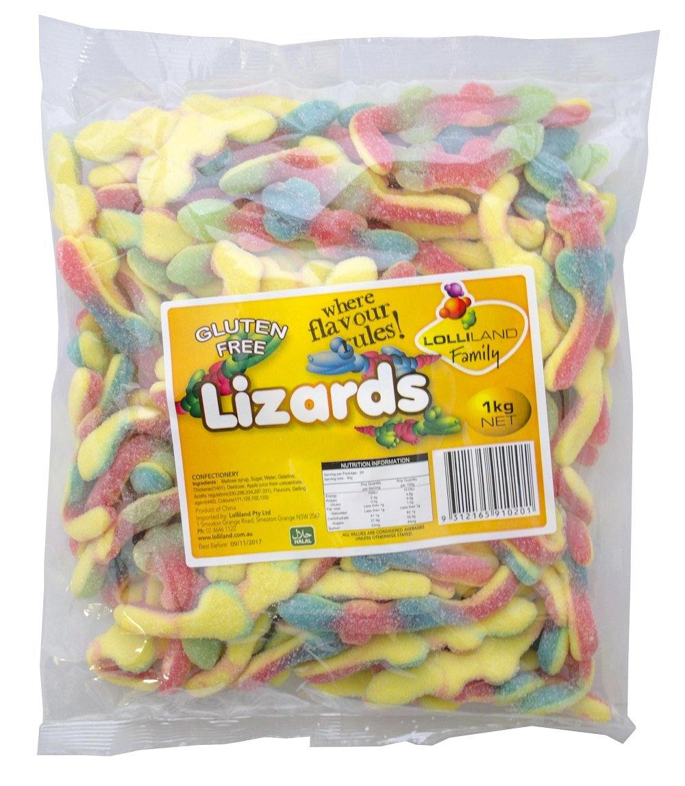 Gluten Free Sour Lizard Lollies - 1kg - The Base Warehouse