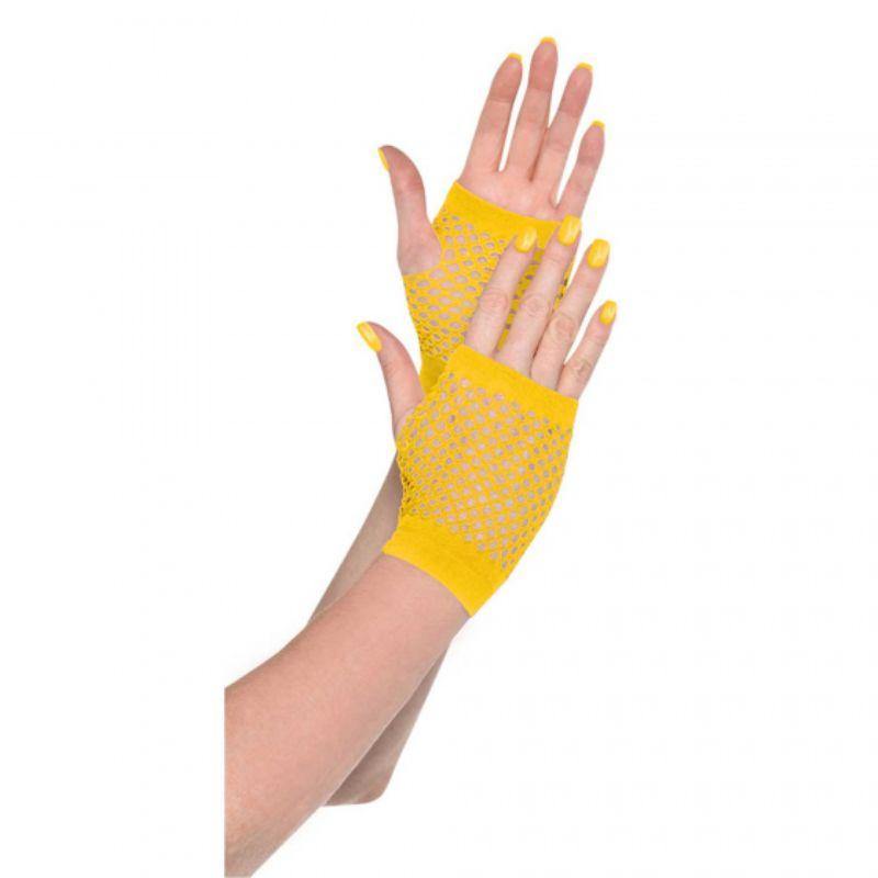 Yellow Short Fishnet Gloves - The Base Warehouse
