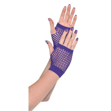 Purple Short Fishnet Gloves - The Base Warehouse