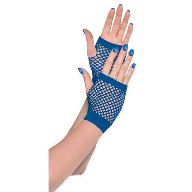 Blue Short Fishnet Gloves - The Base Warehouse