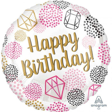 Happy Birthday Gems Foil Balloon - 45cm - The Base Warehouse