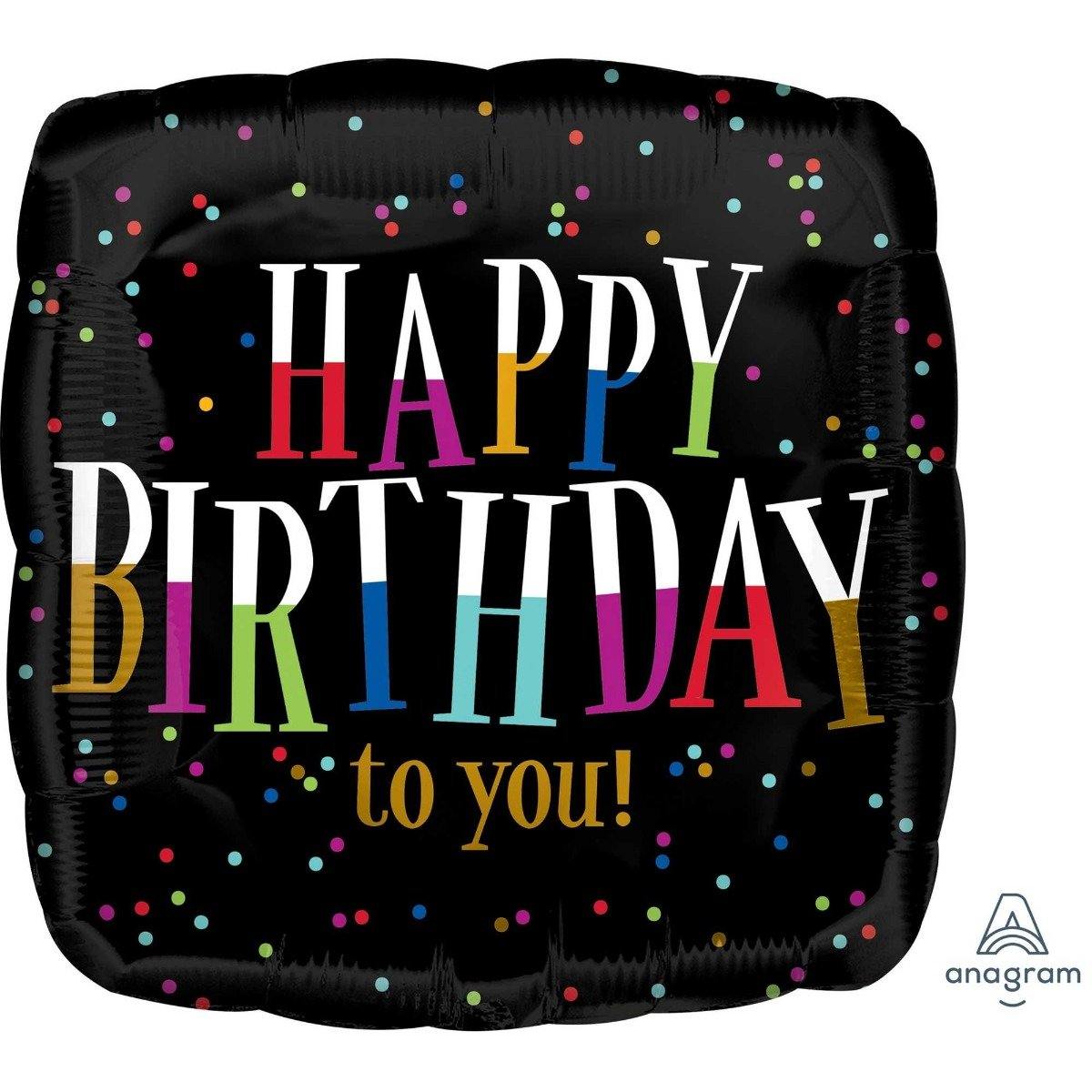HBD Fun type Square Foil Balloon - 45cm - The Base Warehouse