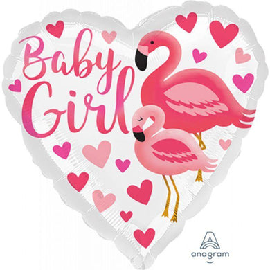 Baby Girl Flamingo Foil Balloon - 45cm - The Base Warehouse