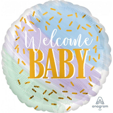 Welcome Baby Watercolour Foil Balloon - 45cm - The Base Warehouse