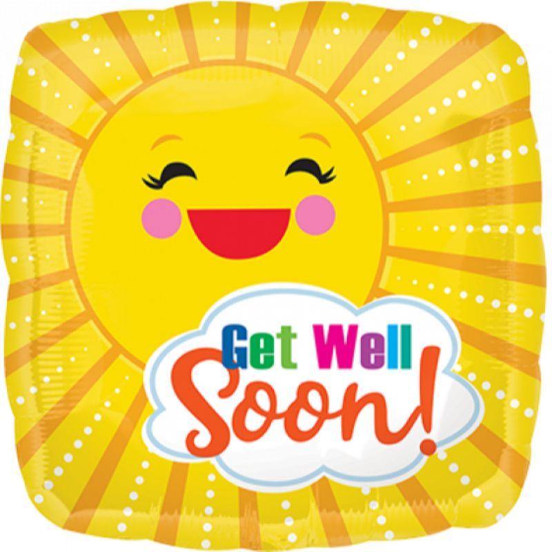 Get Well Sunbeam Foil Balloon - 45cm - The Base Warehouse