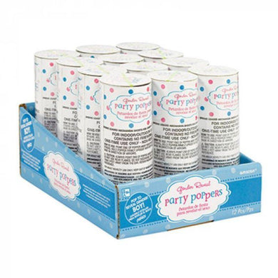 Girl or Boy? Confetti Poppers Boy Spring Loaded - 10.7cm x 3.8cm - The Base Warehouse