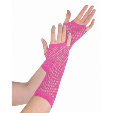 Pink Long Fishnet Gloves - The Base Warehouse