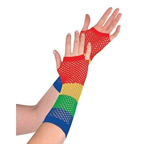 Rainbow Fishnet Gloves Long