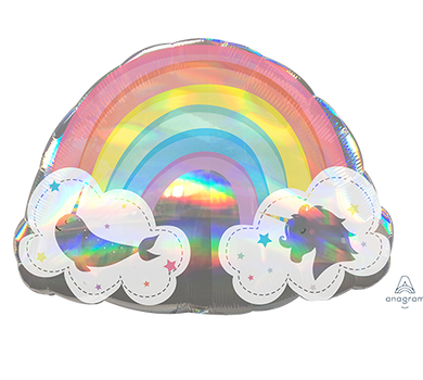 SuperShape Holographic Magical Rainbow Foil Balloon - 71cm x 50cm - The Base Warehouse