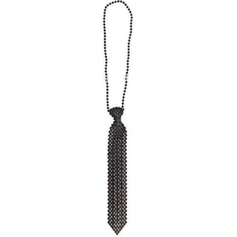Black Bead Tie Necklace - 61cm - The Base Warehouse