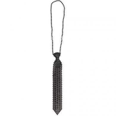 Black Bead Tie Necklace - 61cm - The Base Warehouse