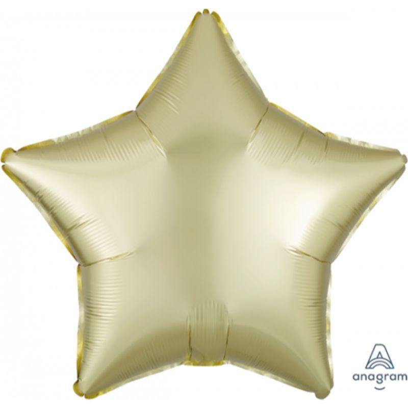 Satin Luxe Pastel Yellow Star Foil Balloon - 45cm - The Base Warehouse