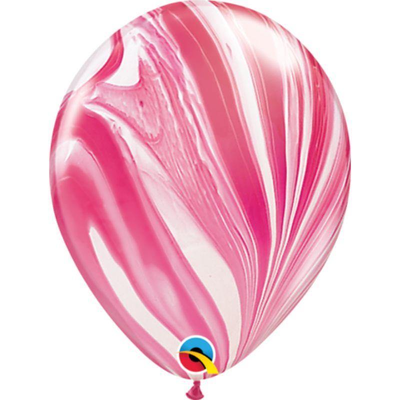 Red & White Agate Qualatex Latex Balloons - 30cm