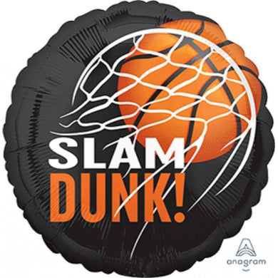 Nothing But Net Slam Dunk Basketball Foil Balloon - 45cm - The Base Warehouse