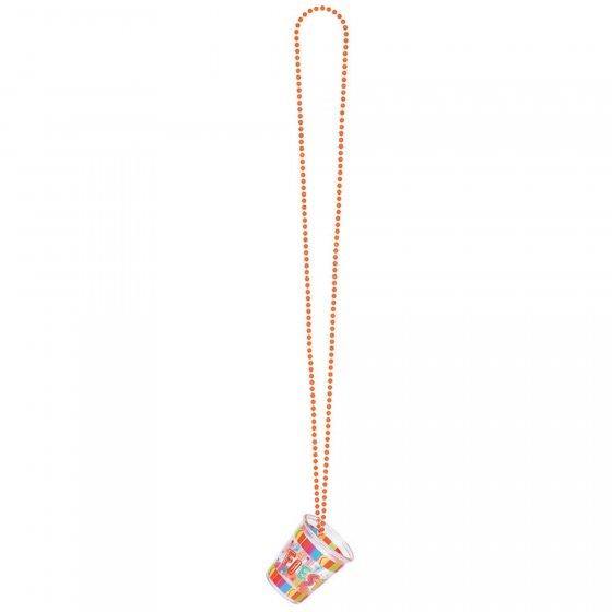Mexican Fiesta Bead Chain Necklace with Plastic Shot Glass - The Base Warehouse