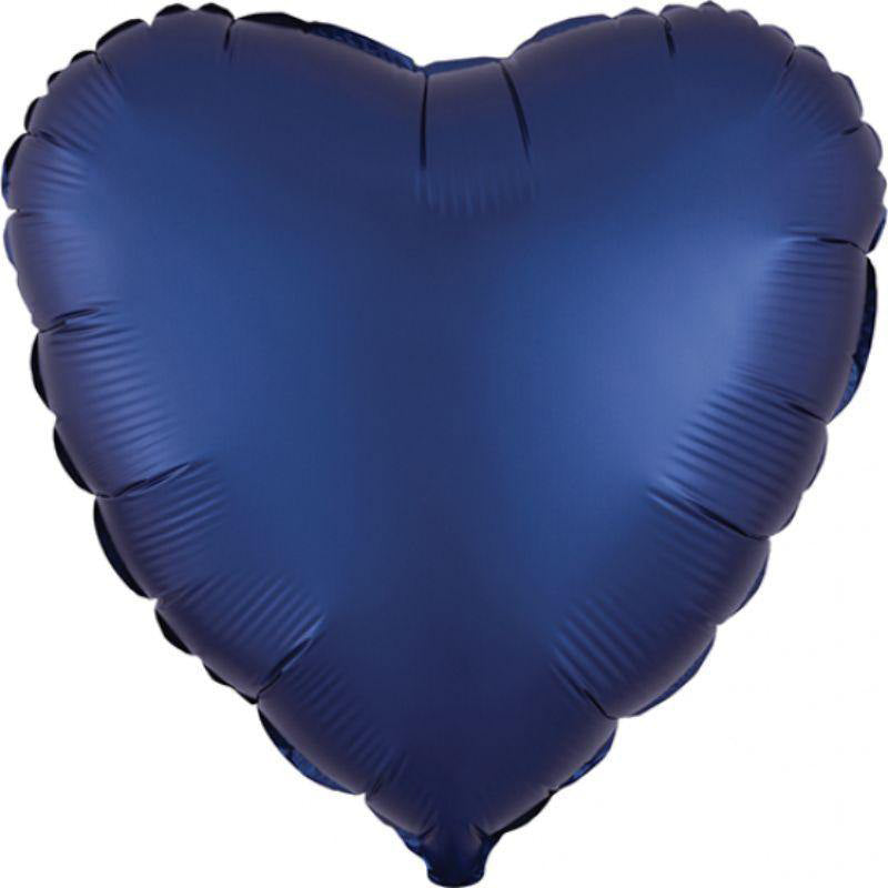 Satin Luxe Navy Heart Foil Balloon - 45cm