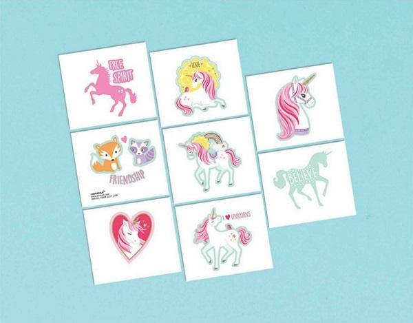 8 Pack Magical Unicorn Tattoos - The Base Warehouse