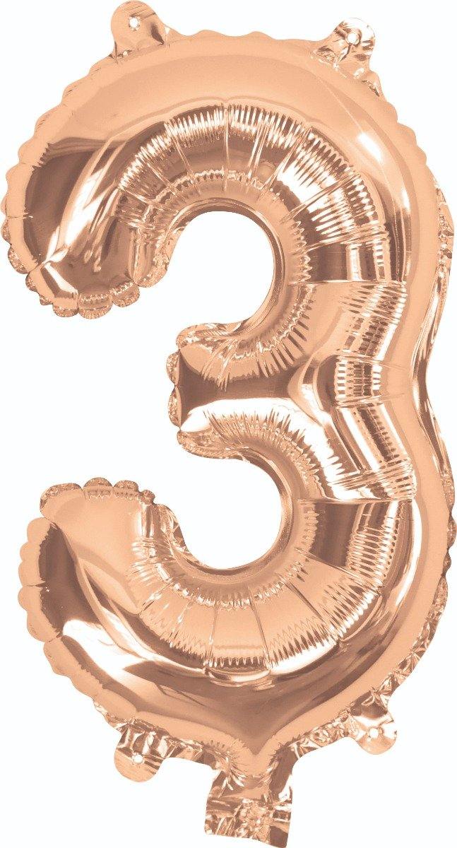 Rose Gold Number 3 Foil Balloon - 35cm - The Base Warehouse