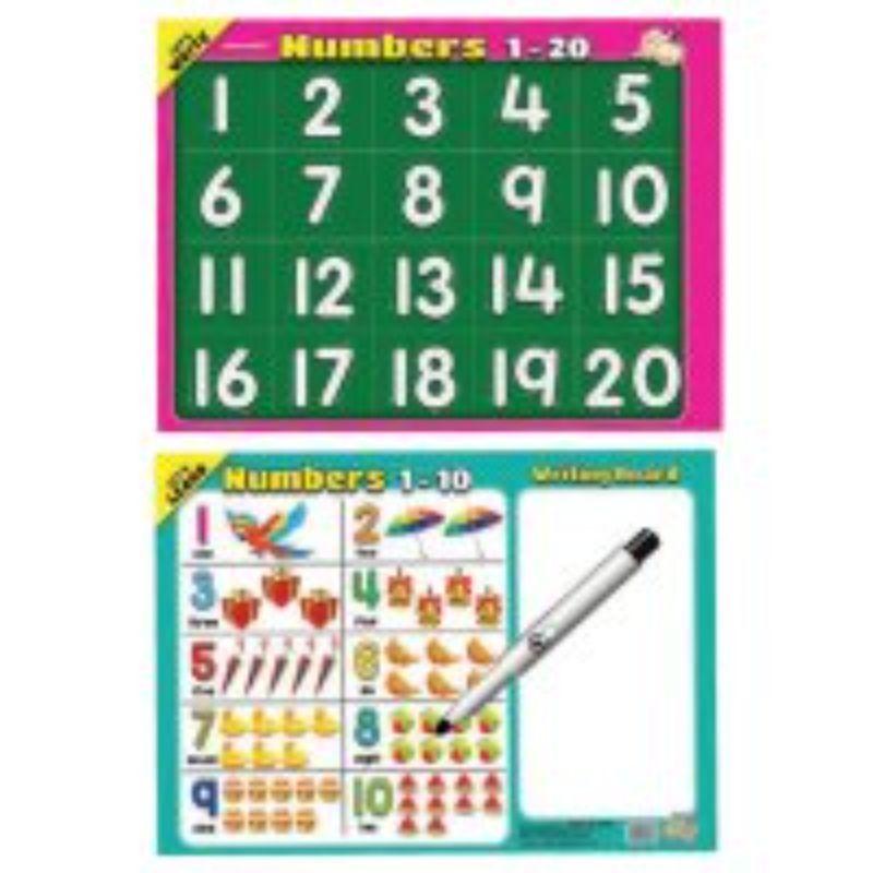 Writing Board Lets Write Numbers 1-20 & 1-10 - 375mm x 265mm x 3mm