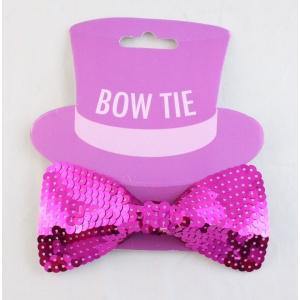 Hot Pink Sequin Bow Tie