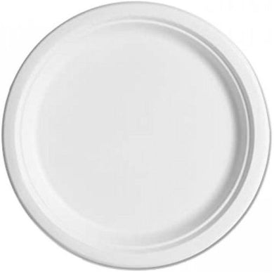 10 Pack White Sugarcane Lunch Plates - 18cm - The Base Warehouse