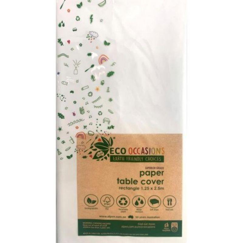 White Rectangle Paper Tablecover - 250cm x 125cm
