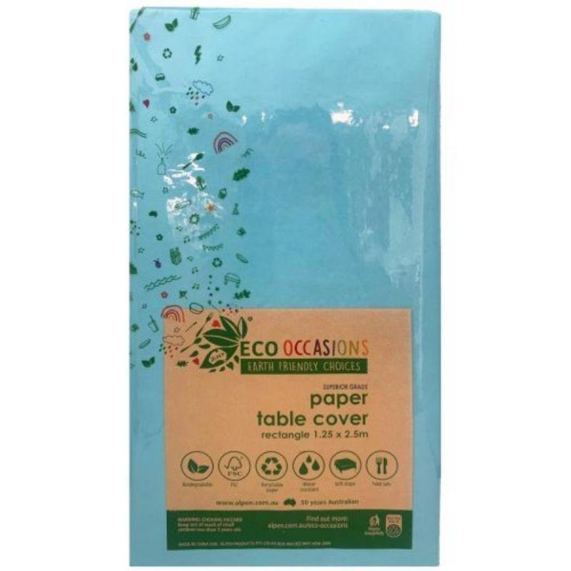 Light Blue Rectangle Paper Tablecover - 250cm x 125cm - The Base Warehouse