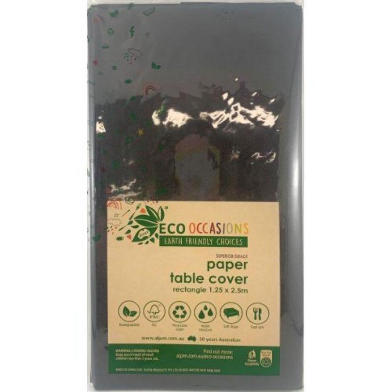 Black Rectangle Paper Tablecover - 250cm x 125cm - The Base Warehouse