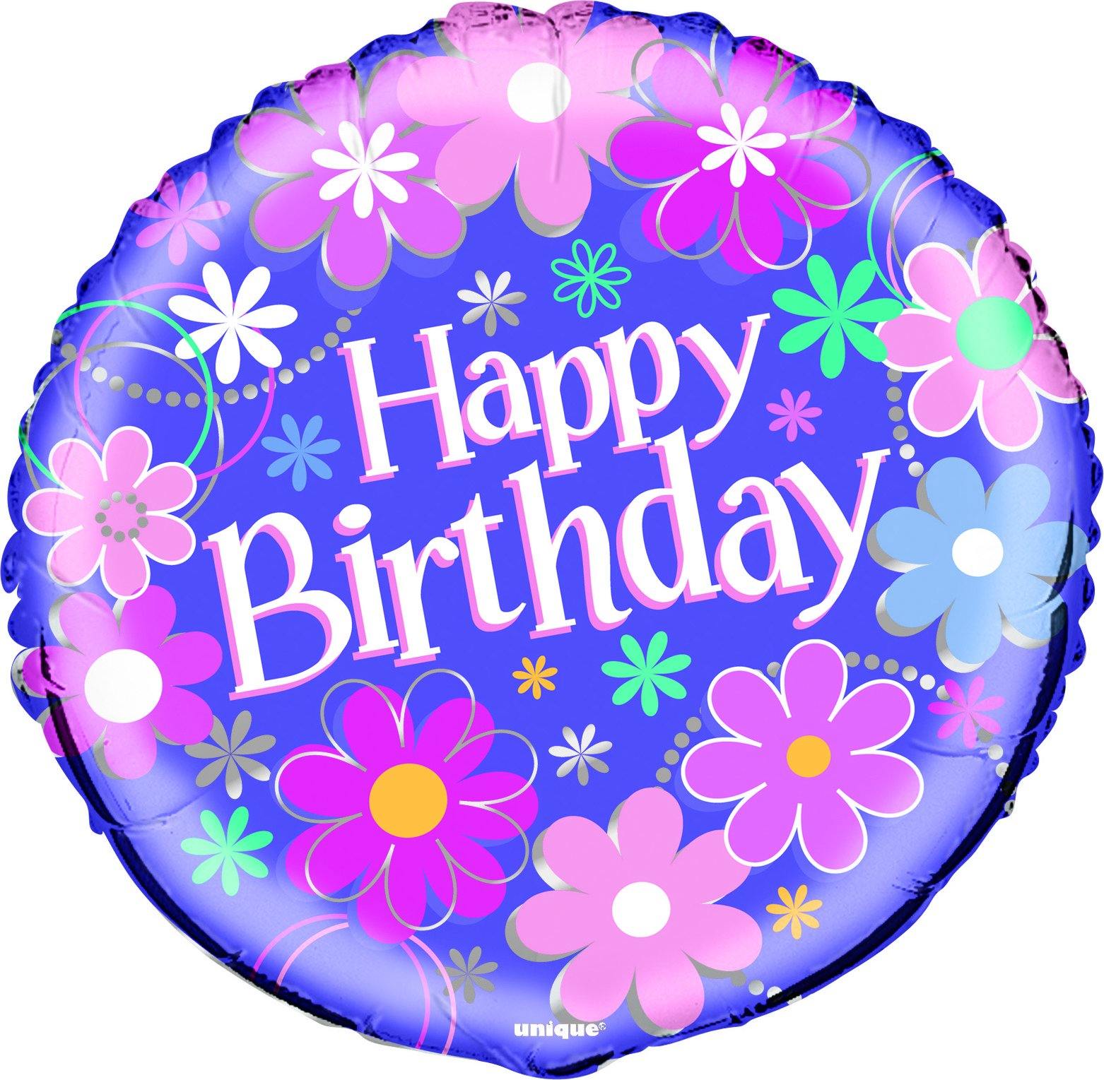 Happy Birthday Blossom Round Foil Balloon - 45cm