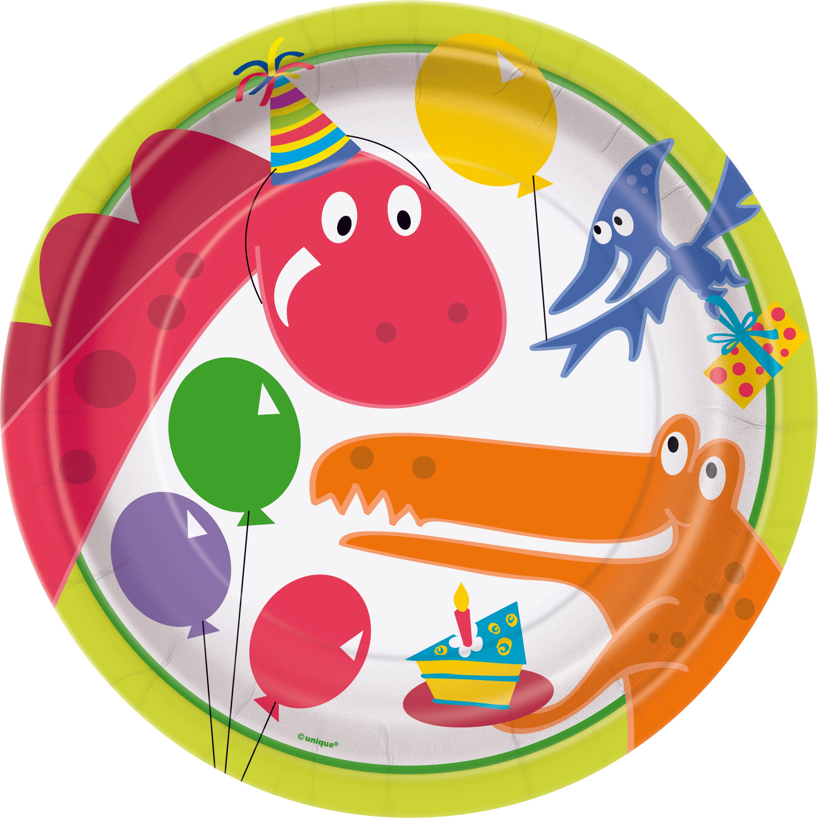 8 Pack Dino Party Paper Plates - 23cm
