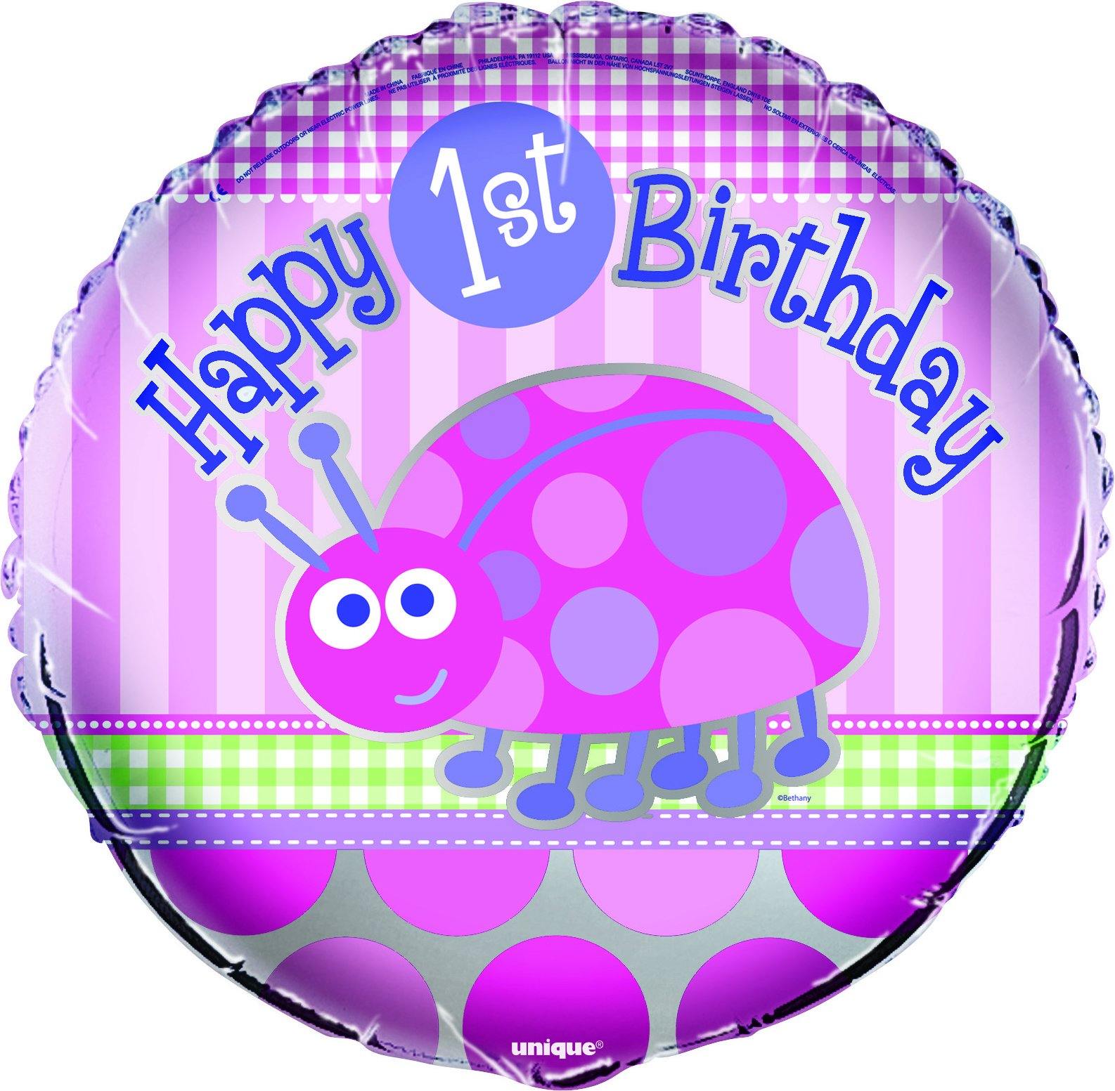 1st Happy Birthday Ladybug Round Foil Balloon - 45cm - The Base Warehouse