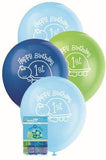 Load image into Gallery viewer, 8 Pack Assorted Colours 1st Birthday Turtle Latex Balloons - 30cm - The Base Warehouse
