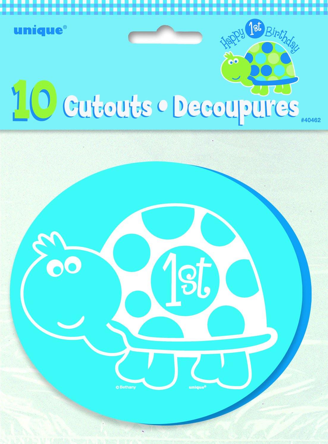 10 Pack 1st Birthday Turtle Mini Cutouts - The Base Warehouse