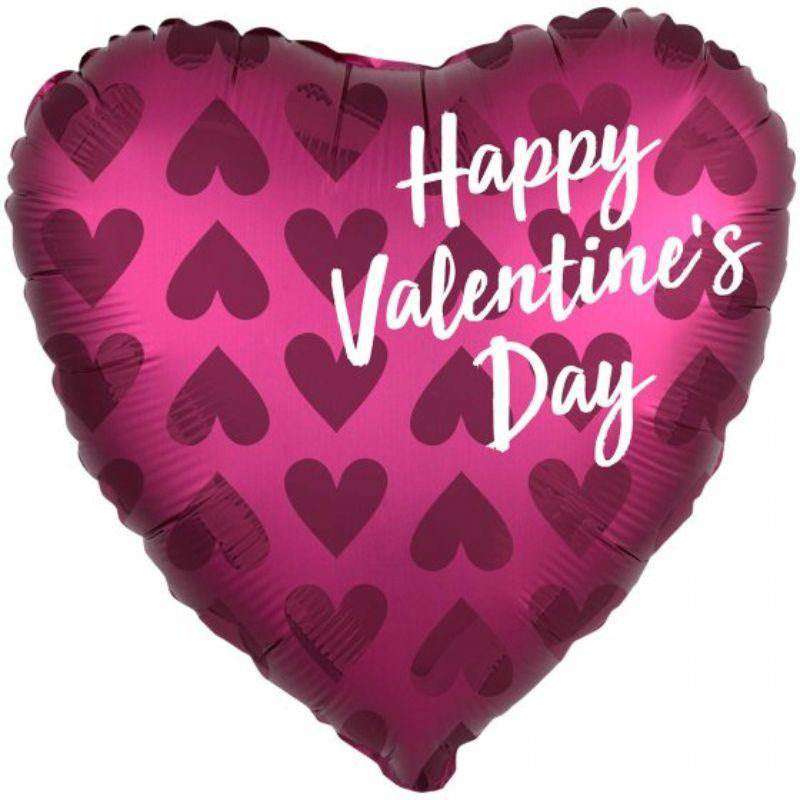 Infused Pomegranate Satin Happy Valentines Day Foil Balloon - 45cm