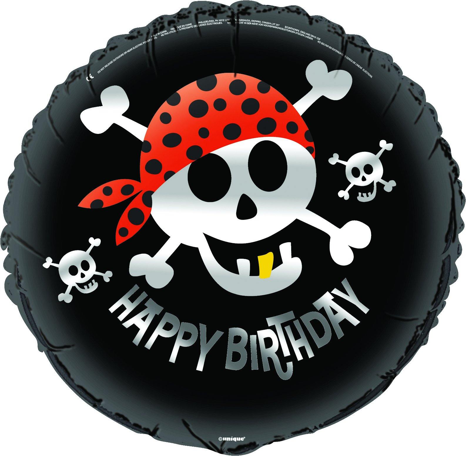 Happy Birthday Pirate Fun Round Foil Balloon - 45cm