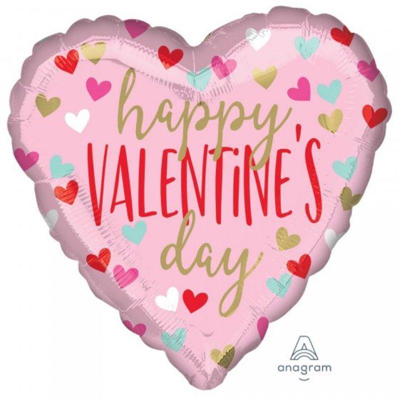 Happy Valentines Day Fun Hearts Heart Foil Balloon - 45cm