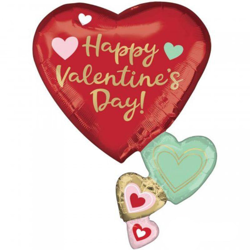 SuperShape Happy Valentines Day Floating Hearts Foil Balloon - 58cm x 76cm
