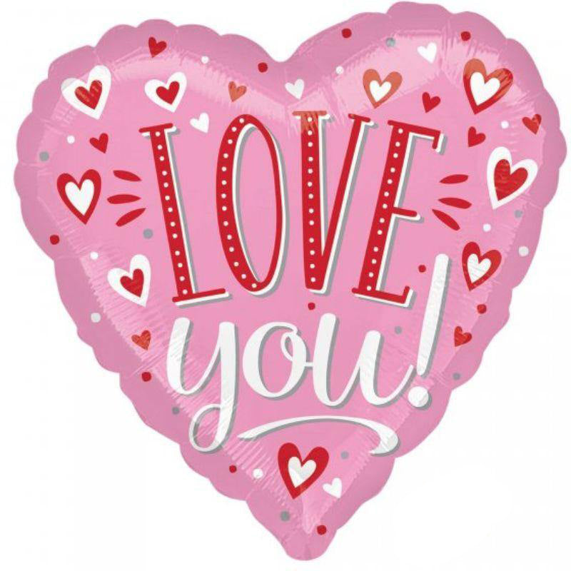 Love You White Dots Foil Balloon - 71cm