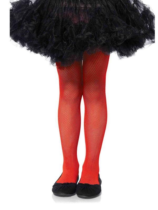 Girls Red Fishnet Stockings - Medium - The Base Warehouse