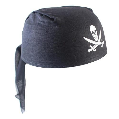 BLACK BANDANNA PIRATE HAT WITH HANG TAG - The Base Warehouse