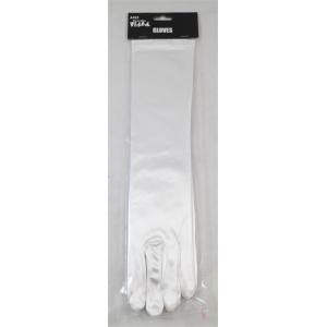 White Satin Gloves - 38cm - The Base Warehouse