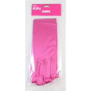 Hot Pink Satin Gloves - 22cm