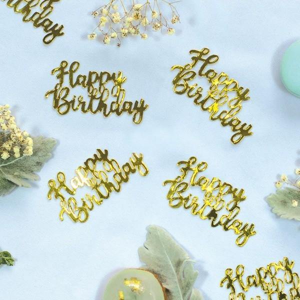10 Pack Gold Happy Birthday Jumbo Foil Confetti - The Base Warehouse