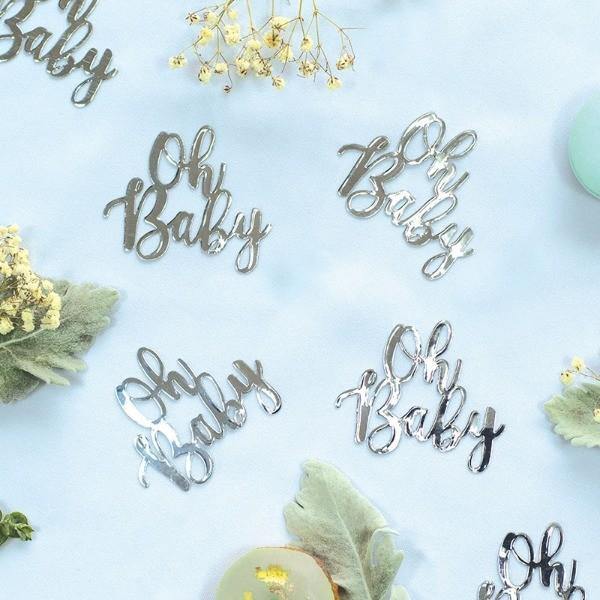 15 Pack Silver Oh Baby Jumbo Foil Confetti - The Base Warehouse